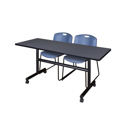 Kobe Rectangle FlipTop Table, 60" W, 29" H, Laminate Top, Gray MKFT6030GY44BE